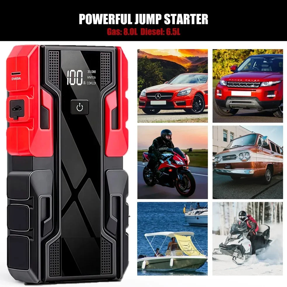 Portable Car Jump Starter Large Capacity 99800mAh 12V Lithium Battery Booster Pack for up to 8.0L Gas and 5.5L Diesel Engines