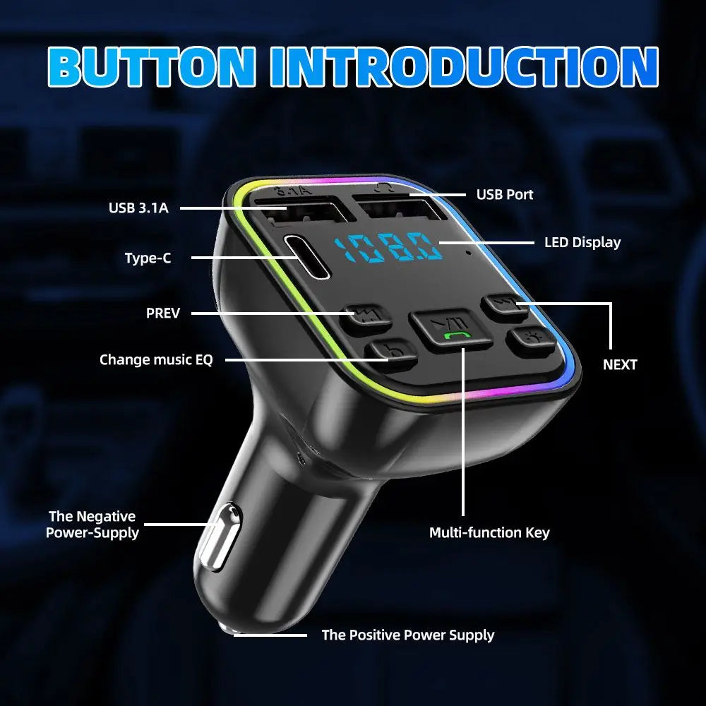 Modulator Player Power Adapter Car FM Transmitter USB Charger Bluetooth