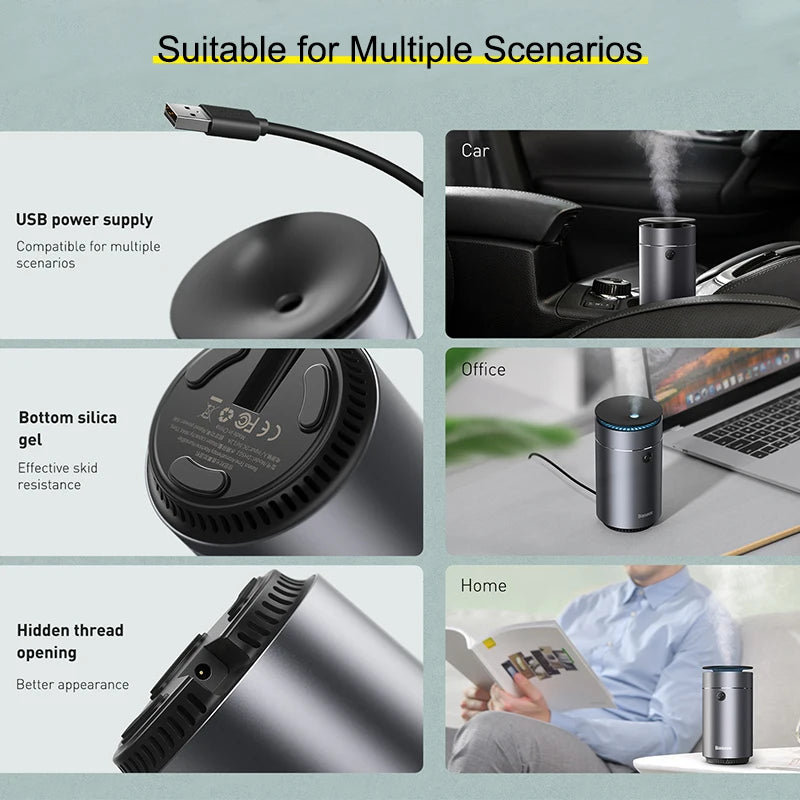 Car Diffuser Humidifier Auto Air Purifier with LED Light