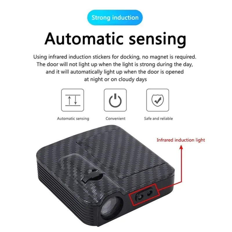 Wireless HD Laser Car Door Projector - 2/4pcs, Auto Accessory, No Wiring Required, Battery-Powered