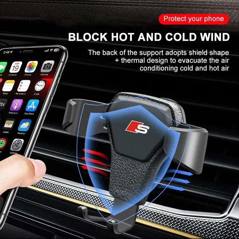 Gravity Car Mount GPS Mobile Phone Holder Vent Clip Installation For Audi
